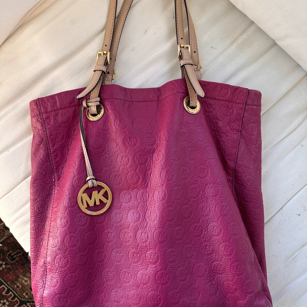 Michael Kors Fuchsia Tote with Gold Accents